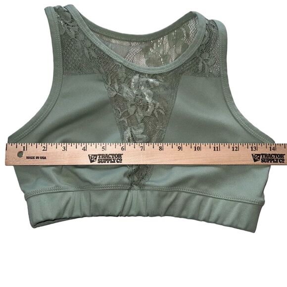 Nova Sport Sage Green Lace Back Bralette Sports Bra Large Layering Spring Summer - Picture 5 of 7